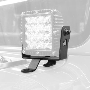Jeep Wrangler Light Mount - Windshield Cowl - Go Rhino - 6in Q4 Series - Textured Black - `18-`20